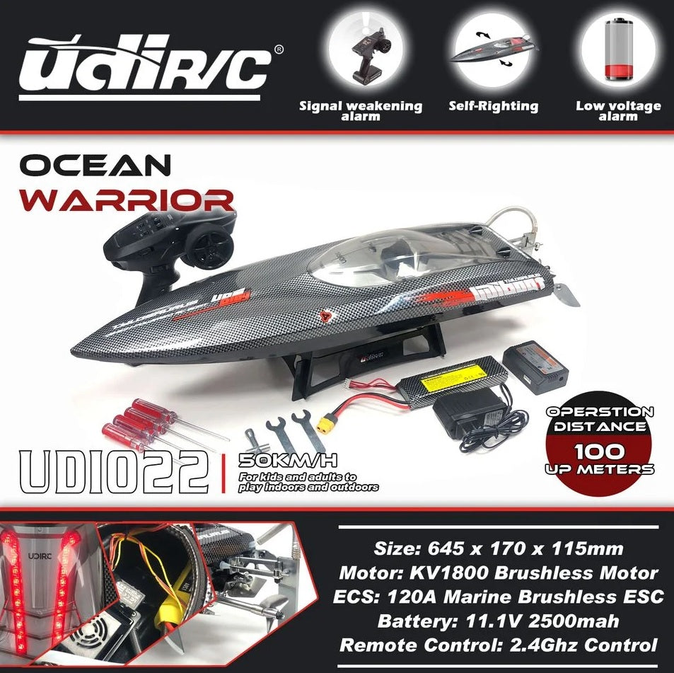 UDI RC OCEAN WARRIOR 022 Brushless 50KMH Boat with Lights *IN STOCK*