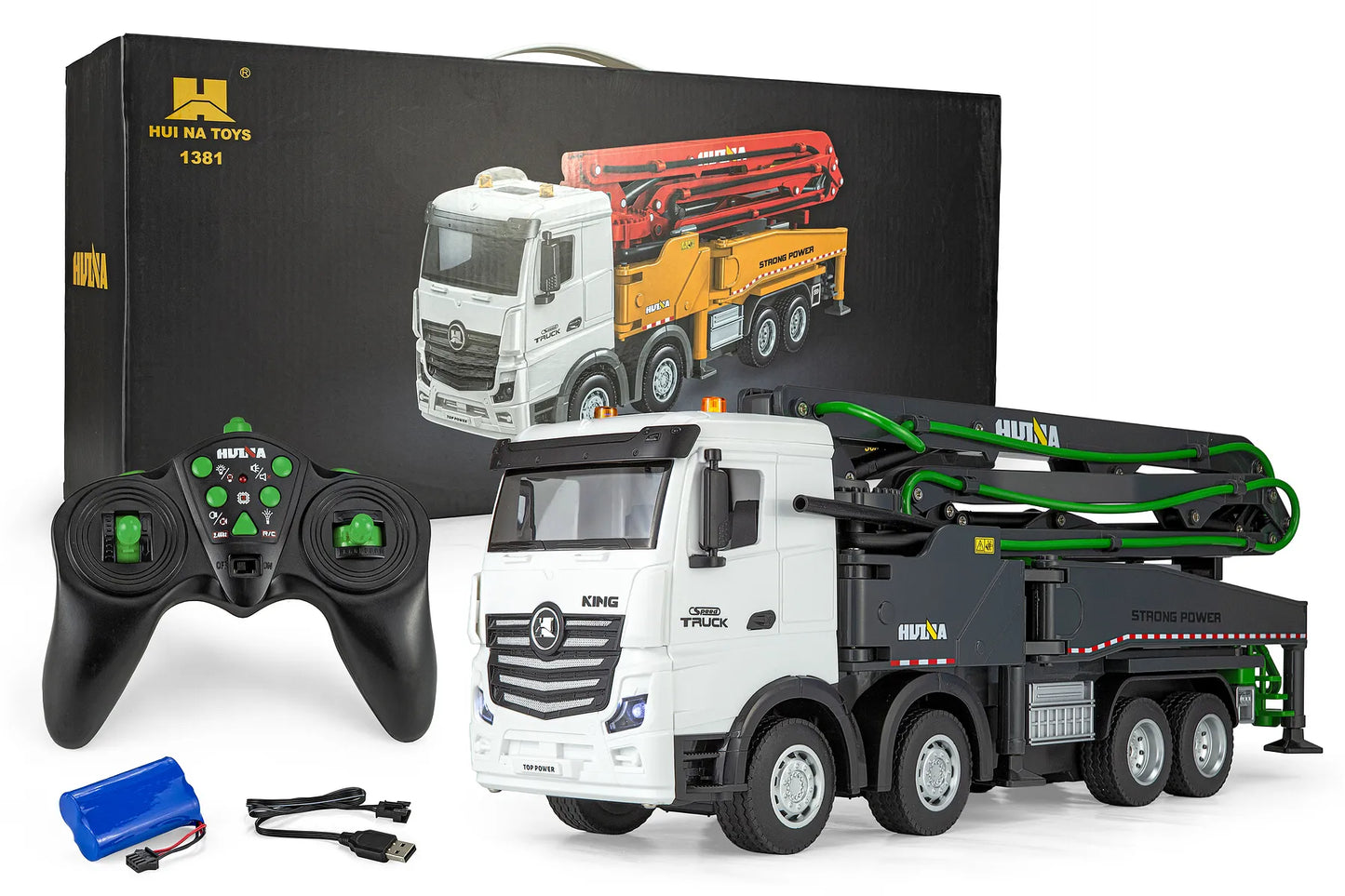 HuiNa RC 1381 RC Concrete Pump Truck Electric 4WD 1/18 Scale RTR - Grey
