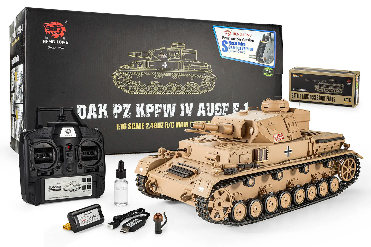 Heng Long German Panzer IV (F Type) RC Tank Electric Tracked 1/16 Scale RTR
