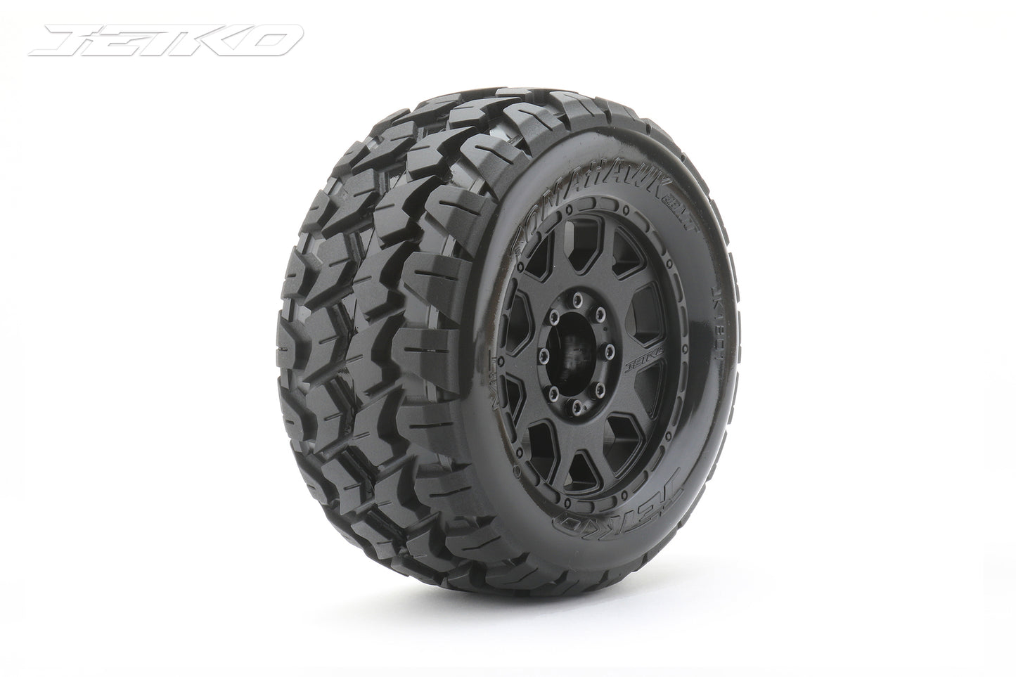 JETKO 1/8 MT 3.8 EX-TOMAHAWK TYRES TRAXXAS MAXX (CLAW RIM/BLACK/MEDIUM SOFT/17MM) (2PCS)