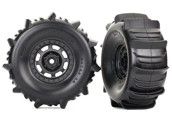Traxxas Tires and wheels, assembled, glued (Desert Racer wheels, paddle tires)