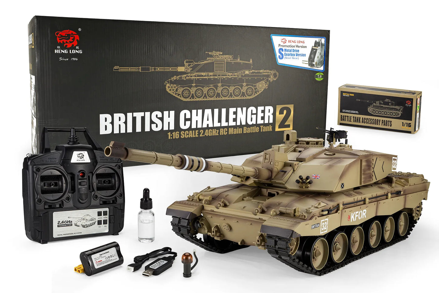 Heng Long UK FV4034 Challenger 2 RC Tank Electric Tracked 1/16 Scale RTR