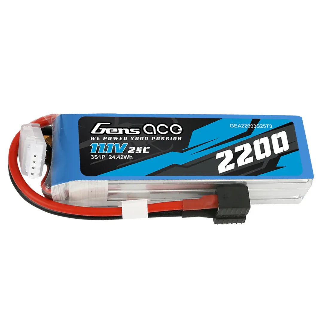 Gens Ace 3S 2200Mah 11.1V 25C Soft Case LiPo Battery w/ Deans