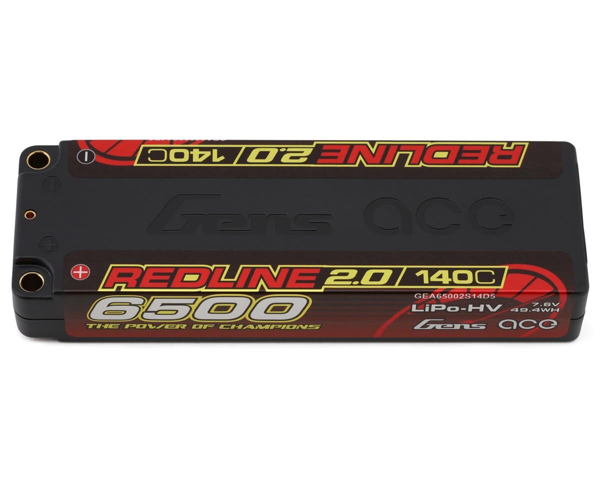 Gens Ace Redline 2.0 2S LCG LiHV Battery 140C (7.6V/6500mAh) w/5mm Bullets