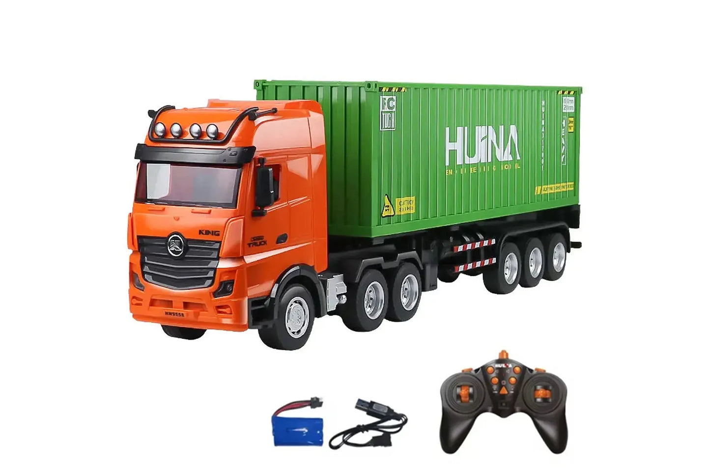 HuiNa 1317 RC Semi Truck Electric 4WD 1/18 Scale RTR - Orange/Green