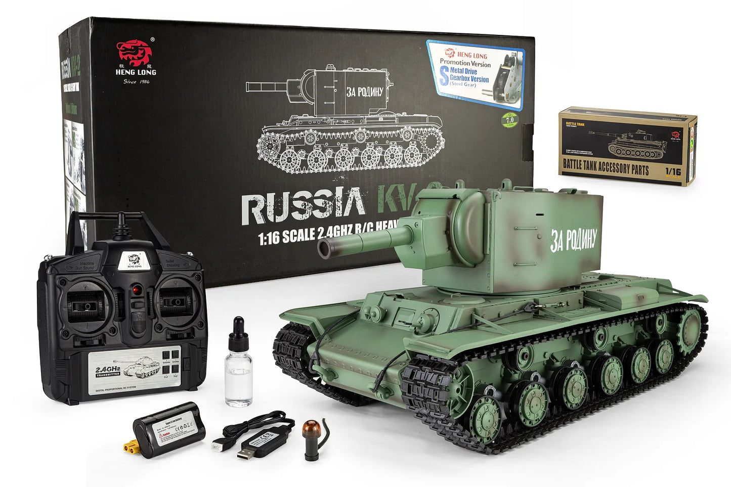 Heng Long Russian KV-2 (Kliment Voroshilov) RC Tank Electric 1/16 Scale RTR