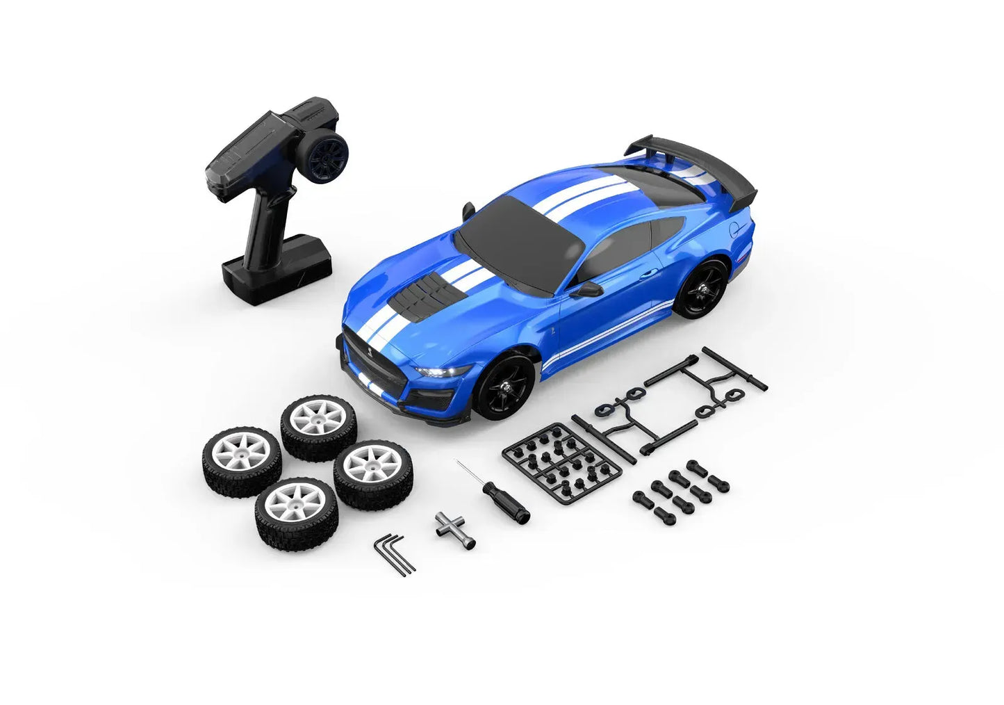 MJX RC Ford Mustang Shelby GT500 RC Car Electric Brushless 4WD 1/10 Scale RTR - Blue