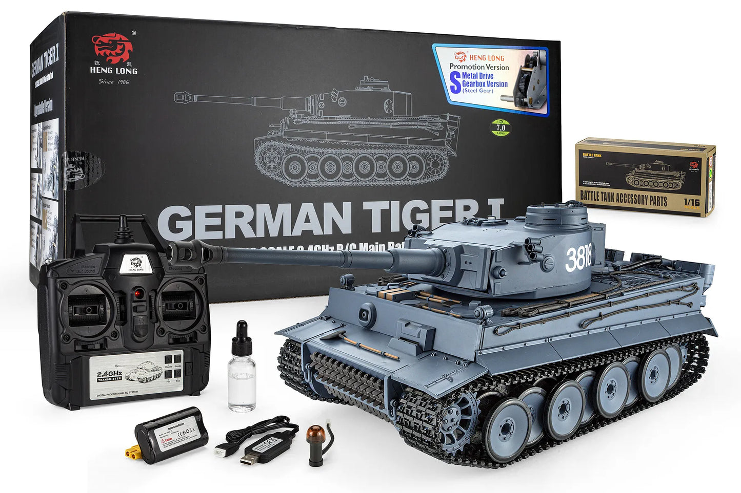 Heng Long German Tiger I RC Tank Electric Tracked 1/16 Scale RTR