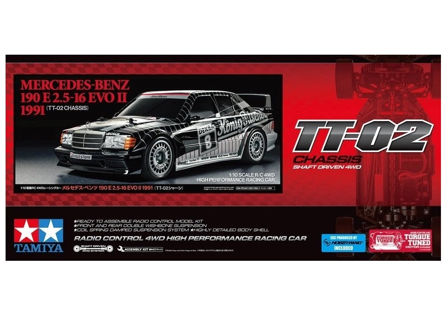Tamiya RC TT-02 1991 Mercedes-Benz 190 EVO II Electric 4WD 1/10 Scale Kit