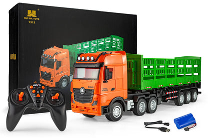 HuiNa RC 1312 RC Semi Truck Electric 4WD 1/18 Scale RTR - Orange/Green
