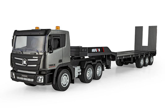 HuiNa RC 1318 RC Semi Truck Electric 4WD 1/24 Scale RTR with Flatbed Trailer - Silver