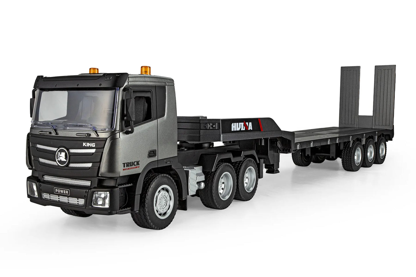 HuiNa RC 1318 RC Semi Truck Electric 4WD 1/24 Scale RTR with Flatbed Trailer - Silver