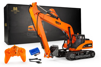 HuiNa 1551 Long Arm RC Excavator Electric Tracked 1/14 Scale RTR - Orange
