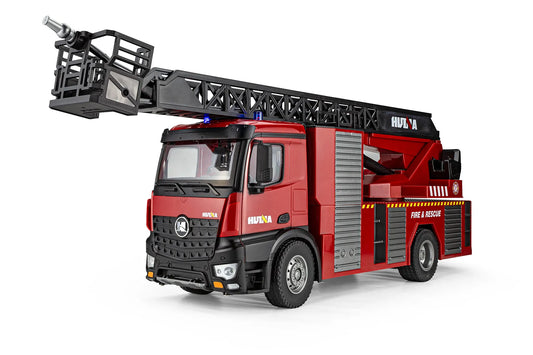 Huina RC Fire Truck with Water Cannon and Ladder RC Fire Truck Electric 2WD 1/14 Scale RTR