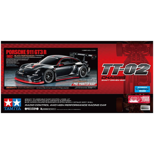 Tamiya TT-02 Porsche 911 GT3 R (992) RC Kit - PRE PAINTED Black