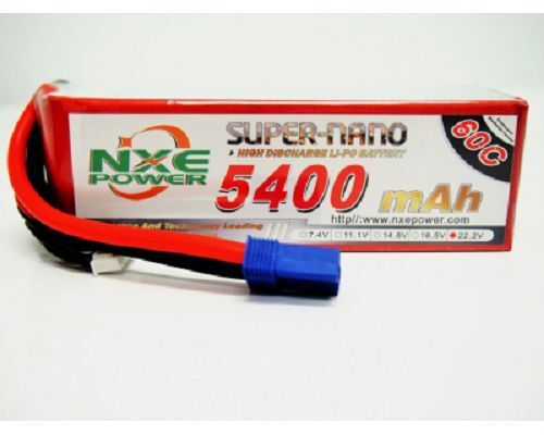 NXE 22.2v 5400mah 60c S/case Lipo w/EC5