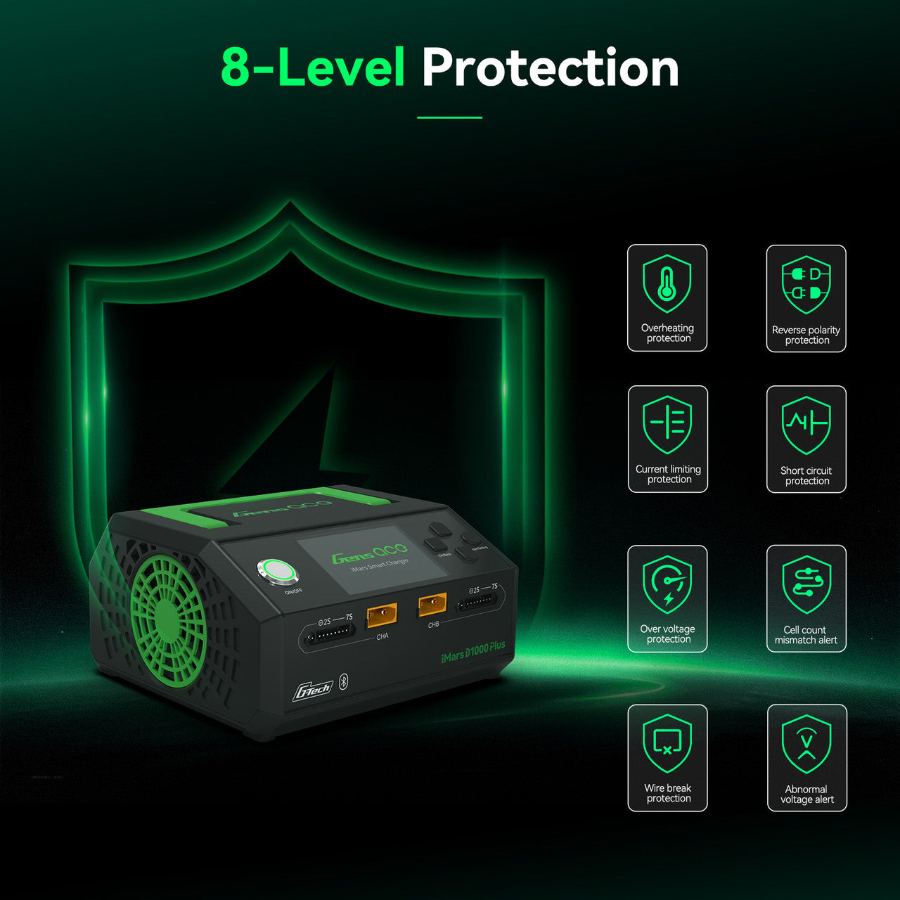 Gens ace iMars D1000 Smart Charger | Dual Channel | AC 1000W | G-Tech
