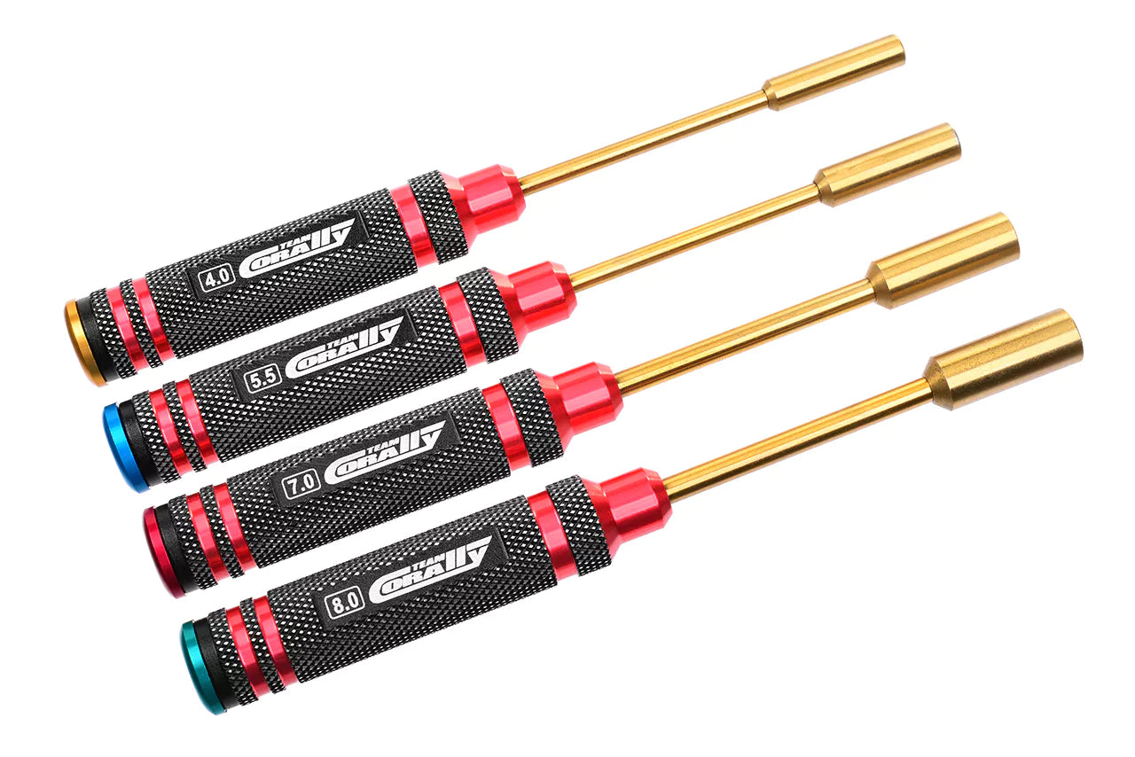 Team Corally - Pro Nut Driver Set - Ti-Ni Coated - 4.0 / 5.5 / 7.0 / 8.0 mm - 4 pcs