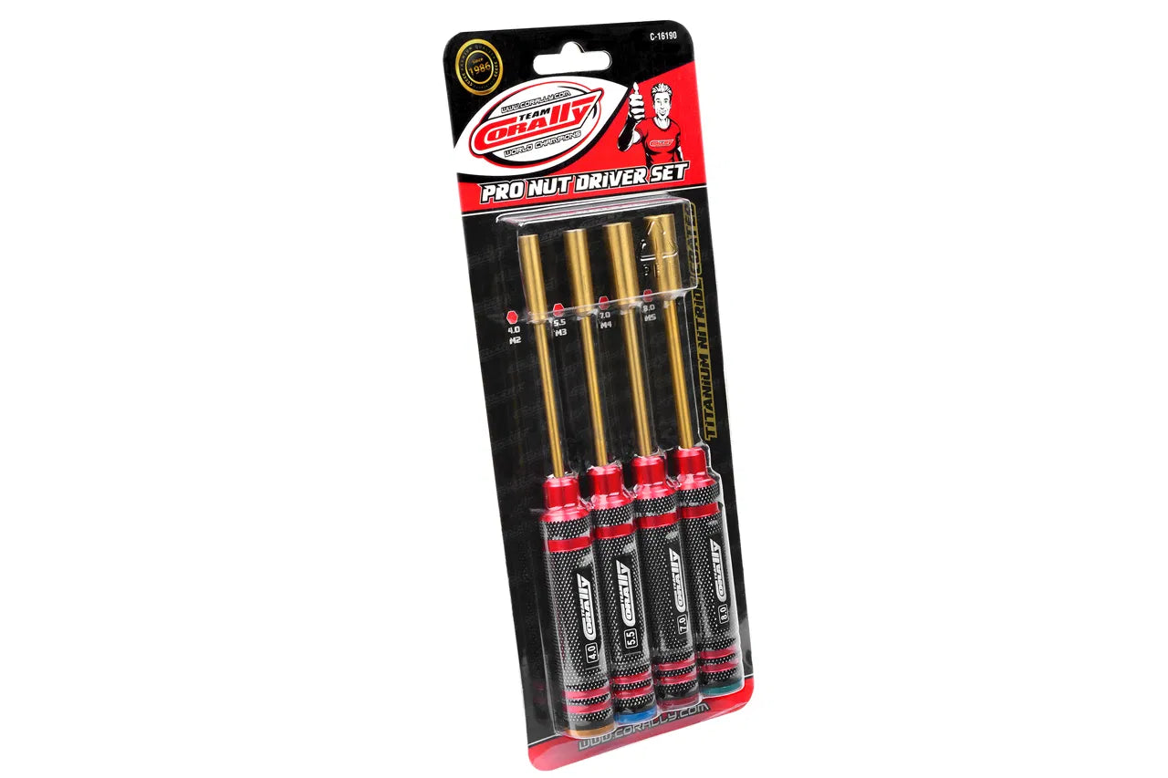 Team Corally - Pro Nut Driver Set - Ti-Ni Coated - 4.0 / 5.5 / 7.0 / 8.0 mm - 4 pcs