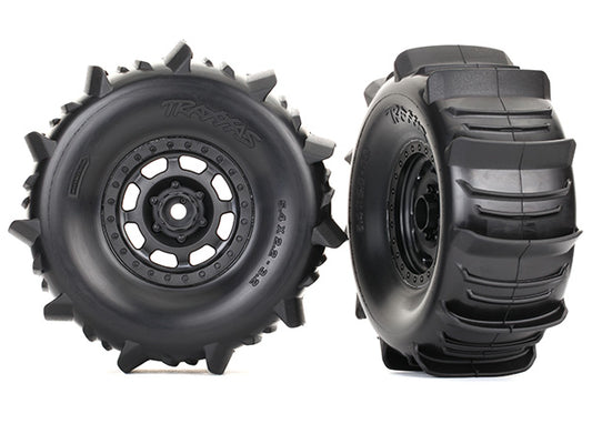 Traxxas Tires and wheels, assembled, glued (Desert Racer wheels, paddle tires)