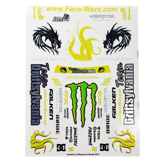 Faceworx Decal FW USA Drift Team for 1/10