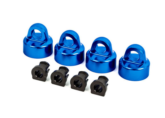 *CLEARANCE SALE* TRAXXAS Shock caps, aluminum (blue-anodized), GT-Maxx® shocks (4)/ spacers (4) (for Sledge™)