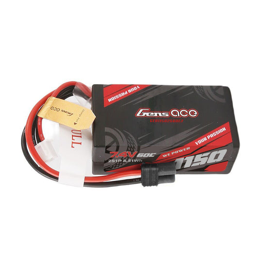 Gens ace 1150mAh 2S 60C 7.4V HardCase Lipo Battery with IEC2 Plug