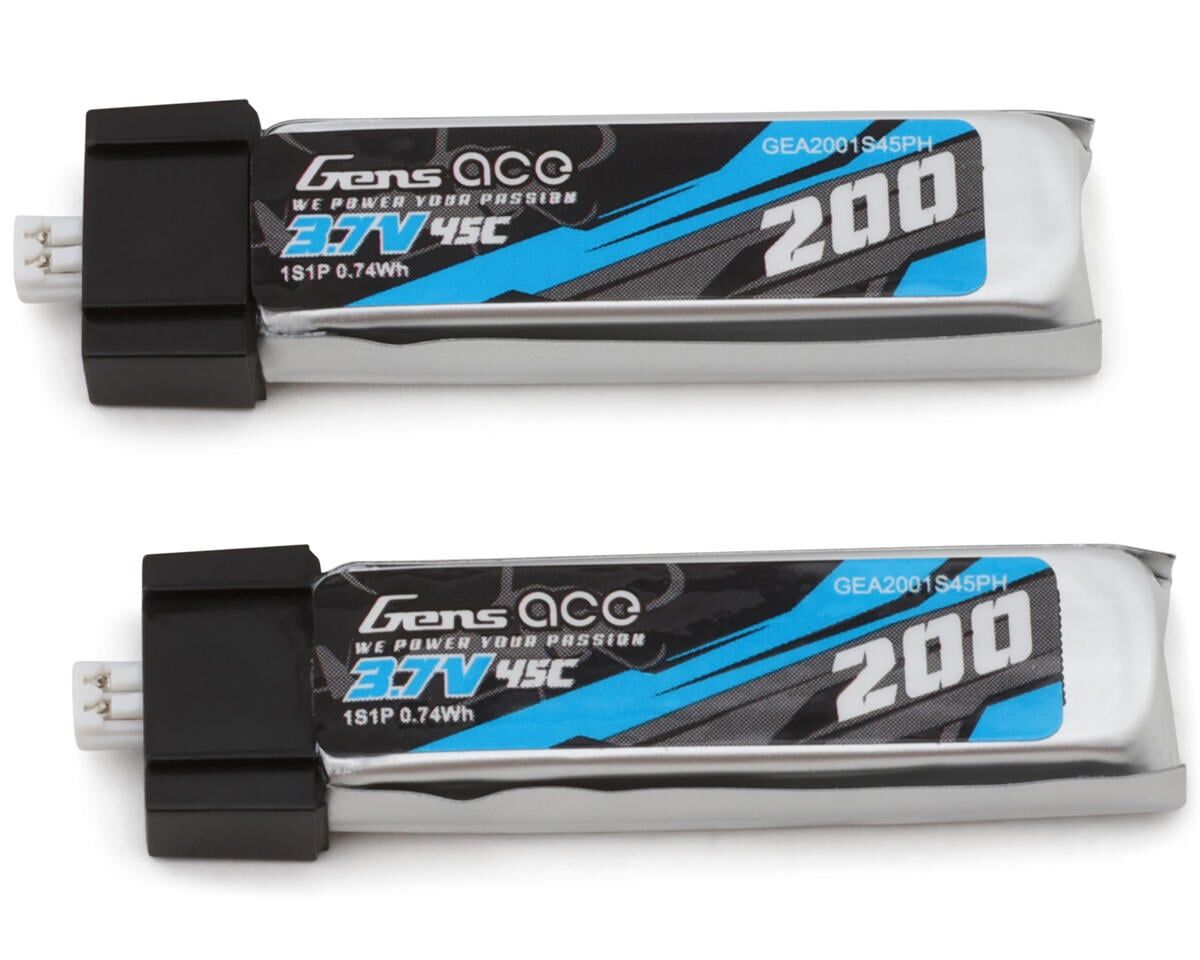 Gens Ace 1S LiPo Battery 45C Set (2) (3.7V/200mAh)