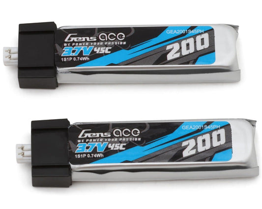 Gens Ace 1S LiPo Battery 45C Set (2) (3.7V/200mAh)