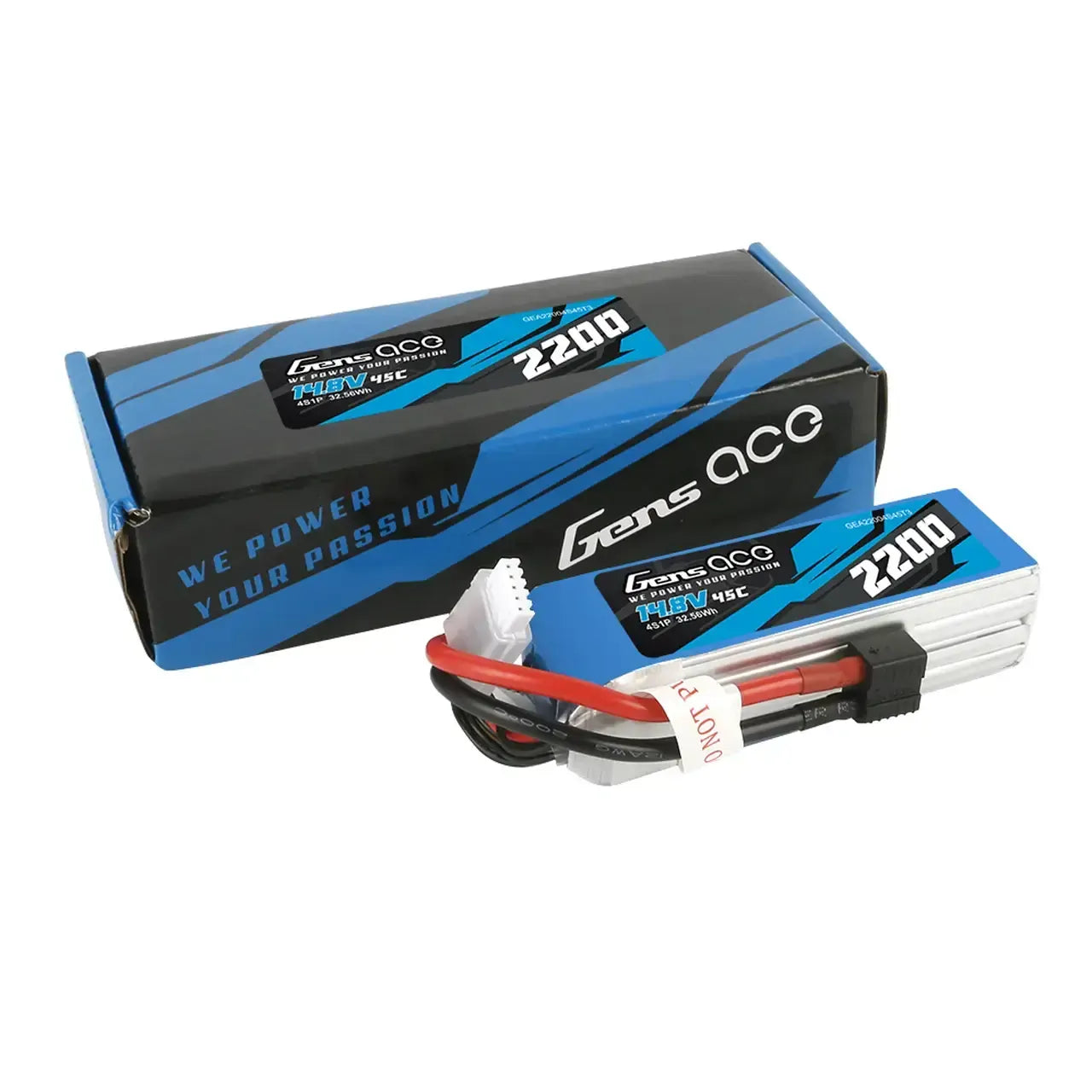 Gens Ace 4S 2200mAh 14.8V 45C Soft Case LiPo Battery (1TO3 EC3, Deans)