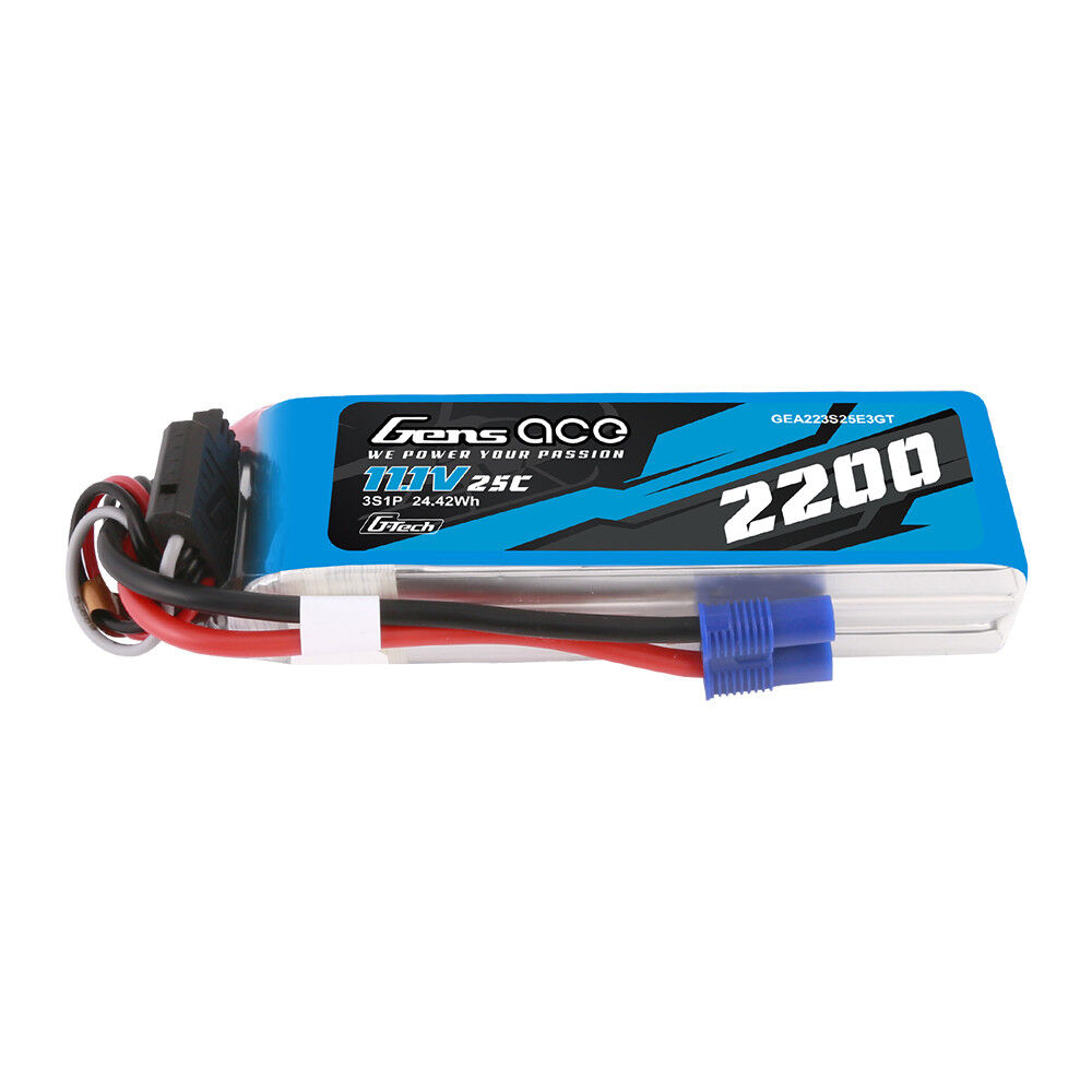 Gens ace 2200mAh 3S 11.1V 25C G-Tech Lipo Battery Pack with EC3 Plug