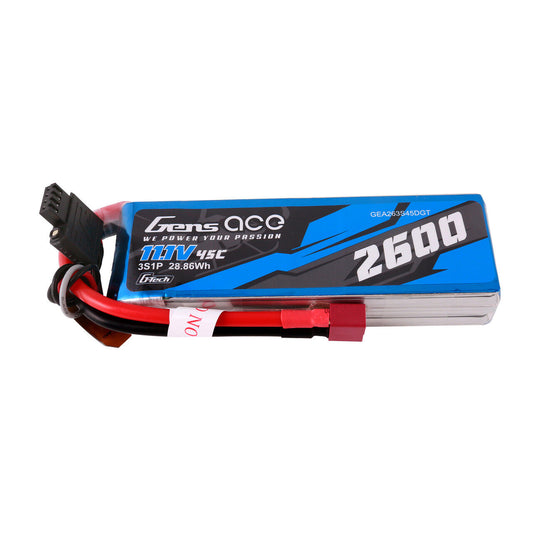 Gens Ace G-Tech Smart 3S LiPo Battery 45C (11.1V/2600mAh) w/Deans Connector
