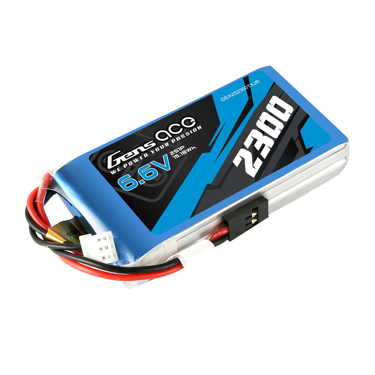 Gens Ace 2S LiFe Transmitter Battery (6.6V/2300mAh) (Futaba/FrSky) JR-3P Plug