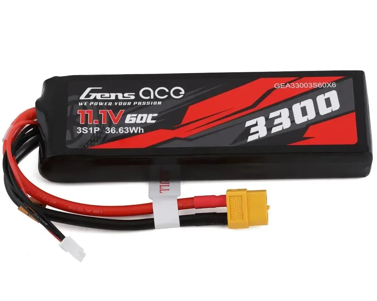 Gens Ace 3S 3300mAh 11.1V 60C Soft Case Lipo Battery (XT60)
