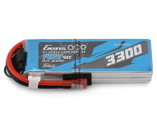 Gens Ace G-Tech Smart 4S LiPo Battery 45C (14.8V/3300mAh) w/Deans Connector