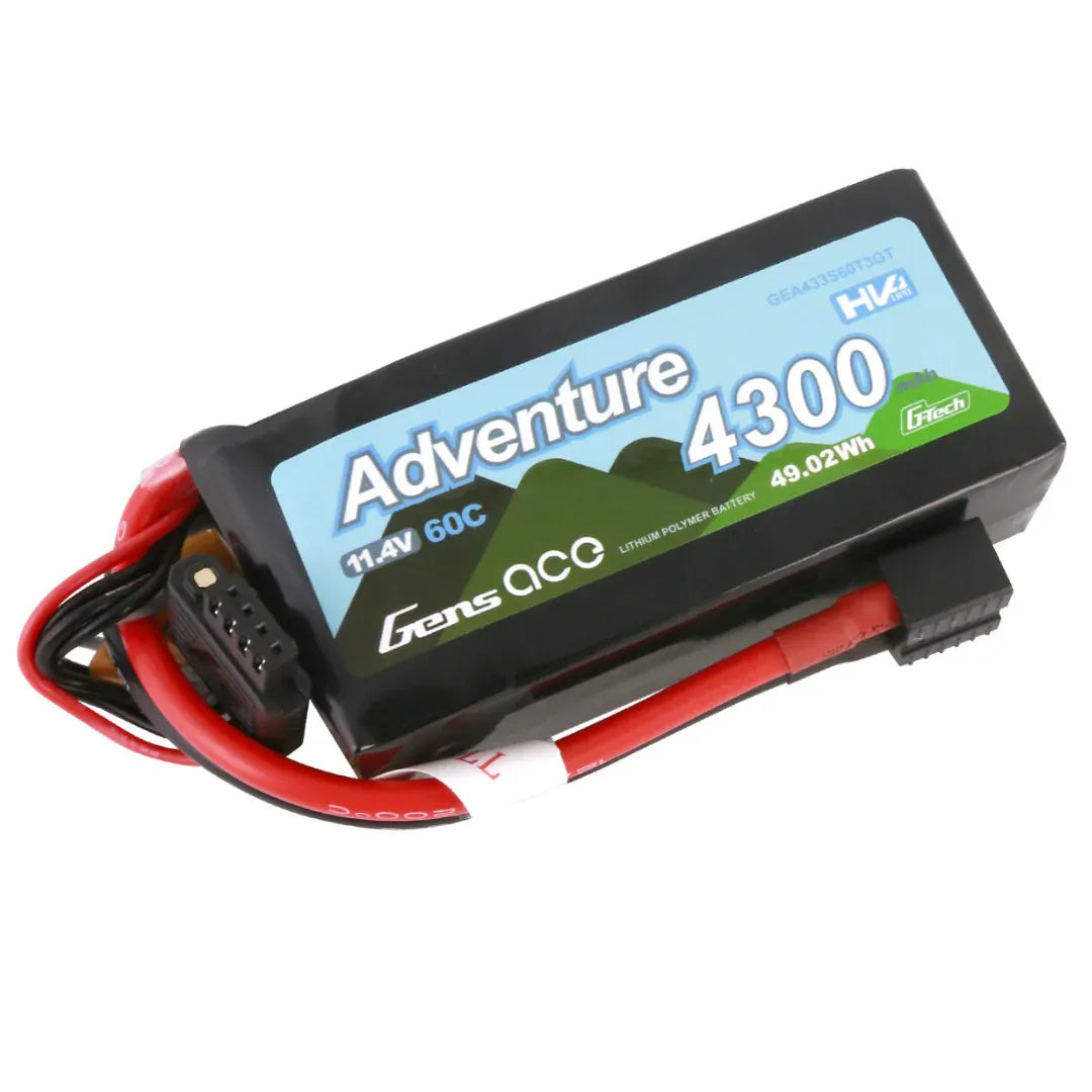 Gens Ace G-Tech Adventure 11.4V HV 4300mAh 60C XT60 LiPo Battery GEA433S60X6GT