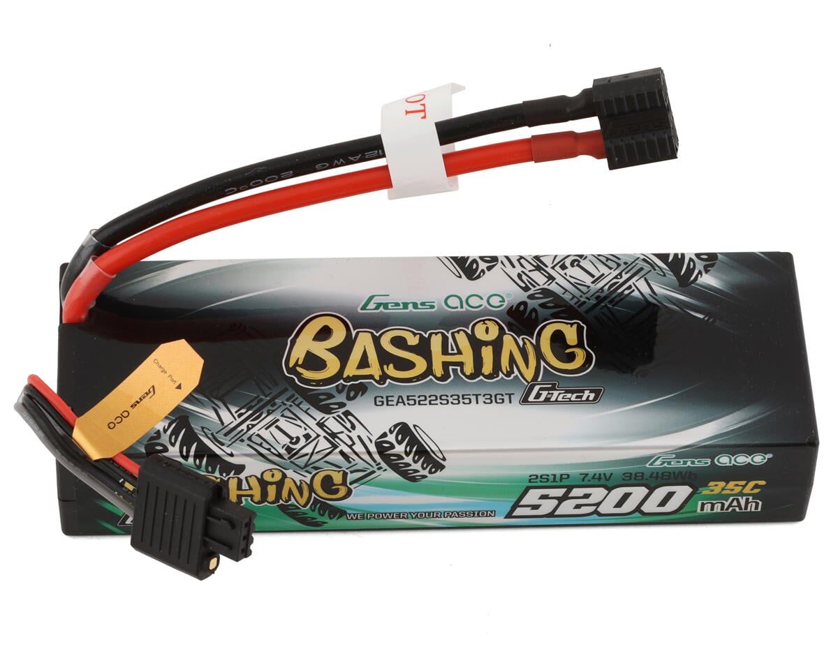 Gens ace 5200mAh 2S 35C 7.4V G-tech Bashing Series Lipo Battery Pack Hardcase 24# with EC3, Deans and XT60 adapter