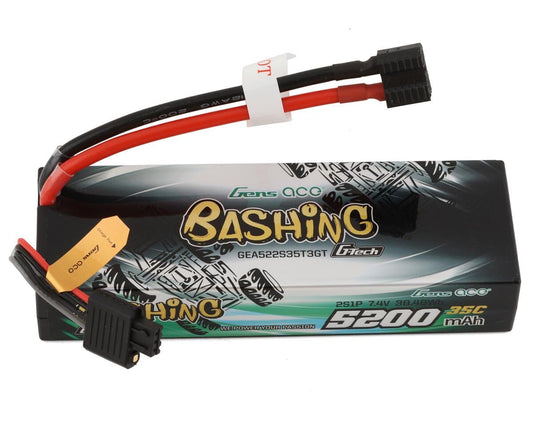 Gens ace 5200mAh 2S 35C 7.4V G-tech Bashing Series Lipo Battery Pack Hardcase 24# with EC3, Deans and XT60 adapter