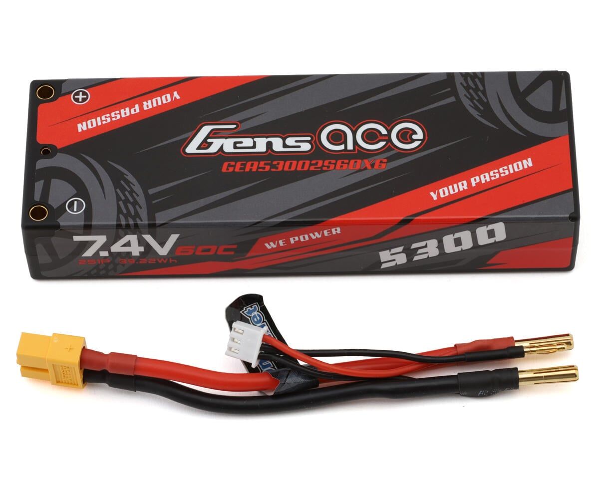 Gens ace 5300mAh 2S 7.4V 60C HardCase Lipo Battery Pack with XT60 plug 10