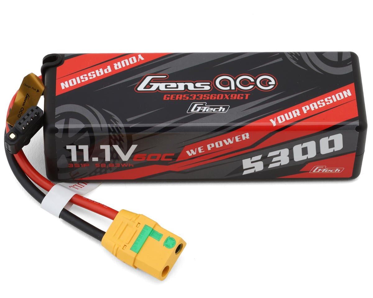 Gens ace 5300mAh 3S 60C 11.1V HardCase G-Tech Lipo Battery 15# with XT90-S(anti-spark) Plug