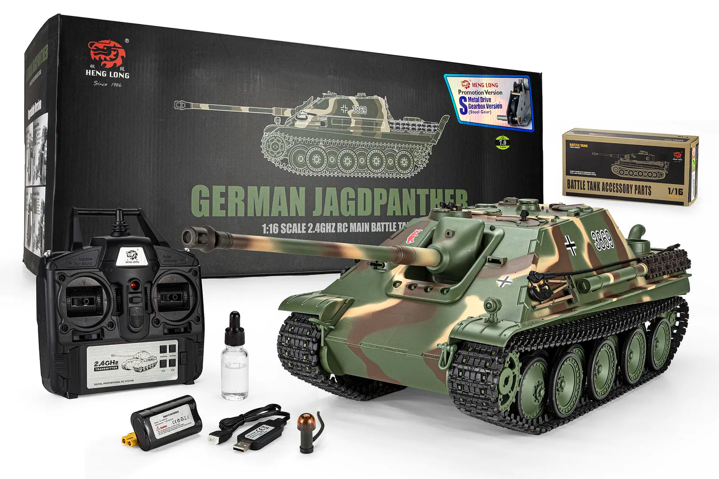 Heng Long German Jagdpanther Sd.Kfz.173 Hunting Panther RC Tank Electric Tracked 1/16 Scale RTR