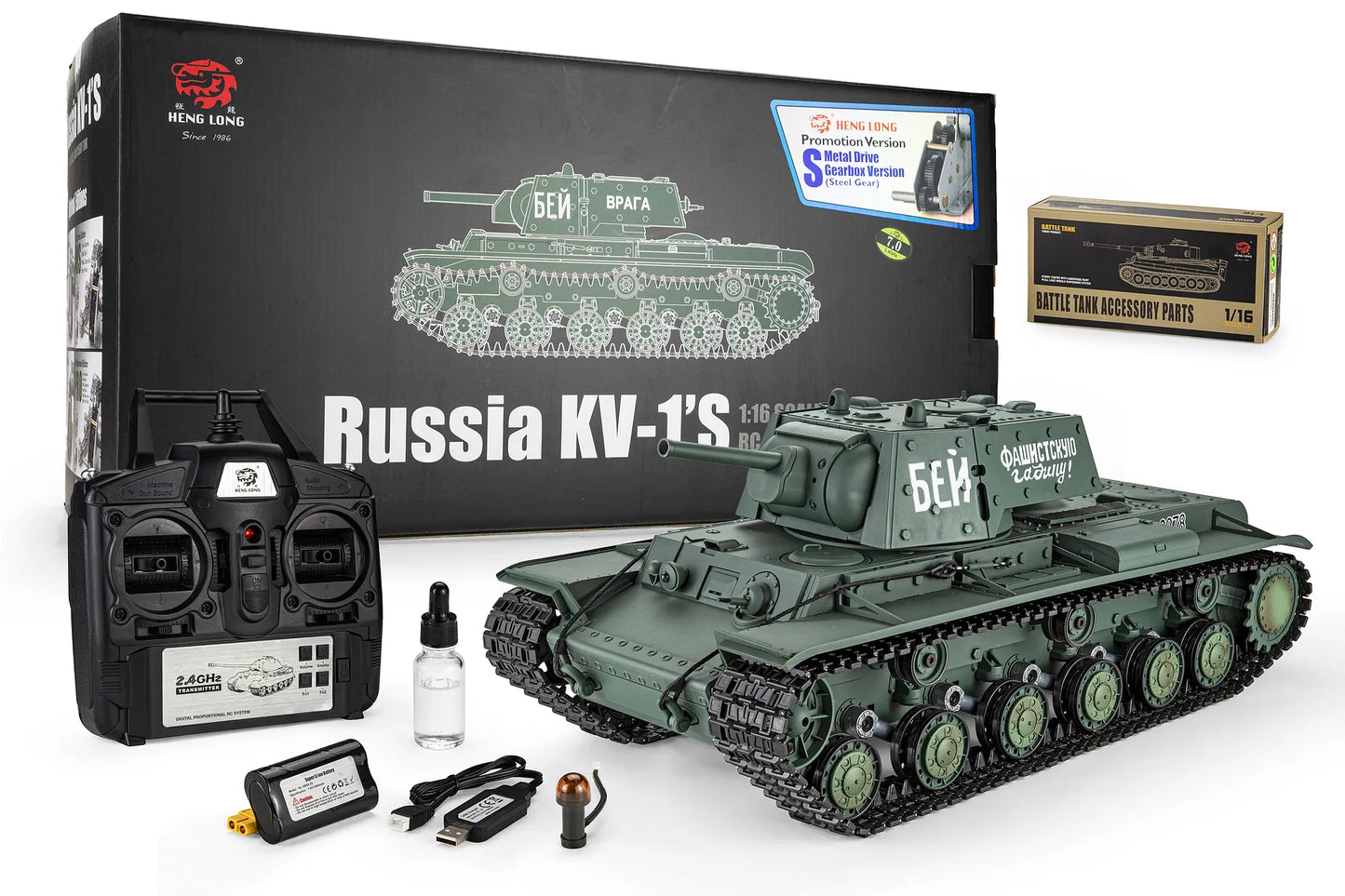 Heng Long Soviet Union KV-1 Kliment Voroshilov RC Tank Electric 1/16 Scale RTR