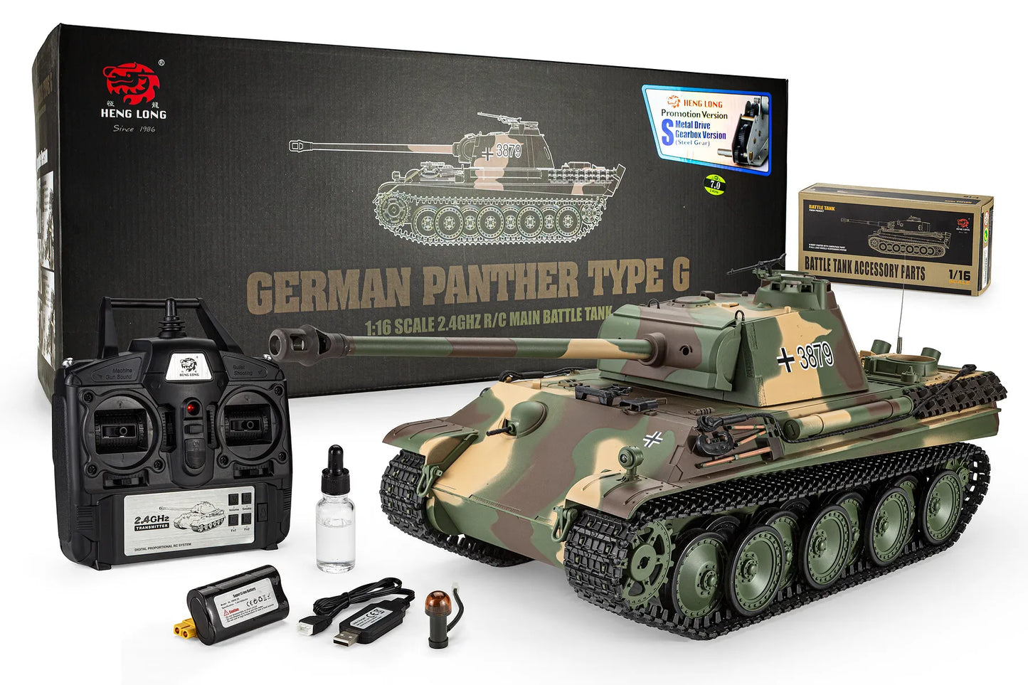 Heng Long German Panther Type G RC Tank Electric Tracked 1/16 Scale RTR