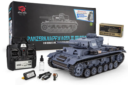 Heng Long German Panzer III Type L RC Tank Electric Tracked 1/16 Scale RTR