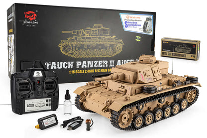 Heng Long German Panzer III Type H RC Tank Electric Tracked 1/16 Scale RTR