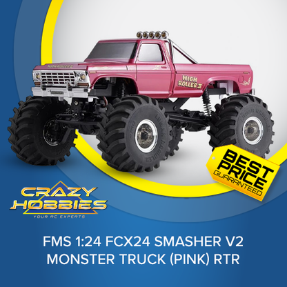 FMS 1:24 FCX24 Smasher V2 Monster Truck (PINK) RTR *IN STOCK*