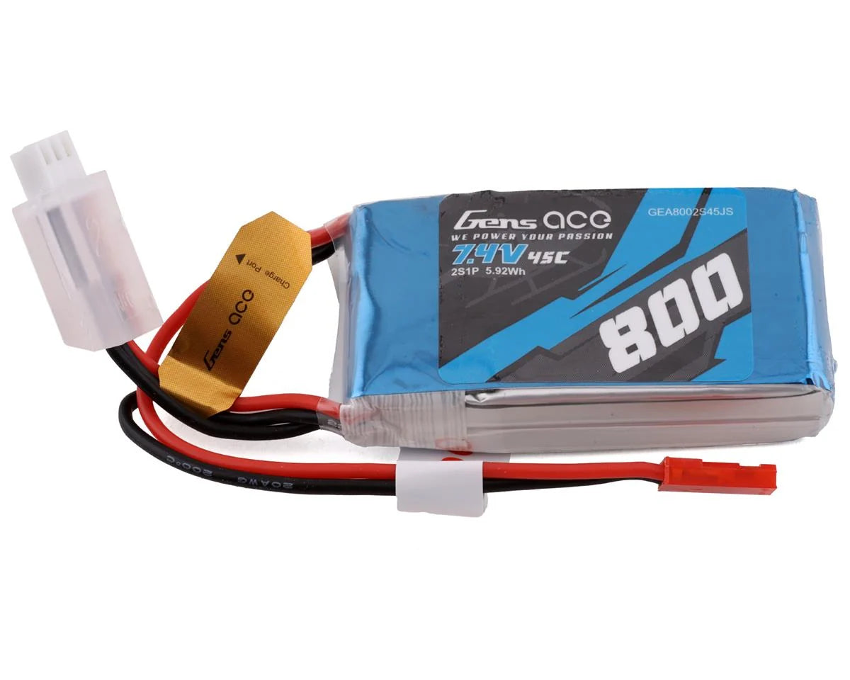 Gens ace 800mAh 2S 7.4V 45C Lipo Battery Pack with JST-SYP Plug