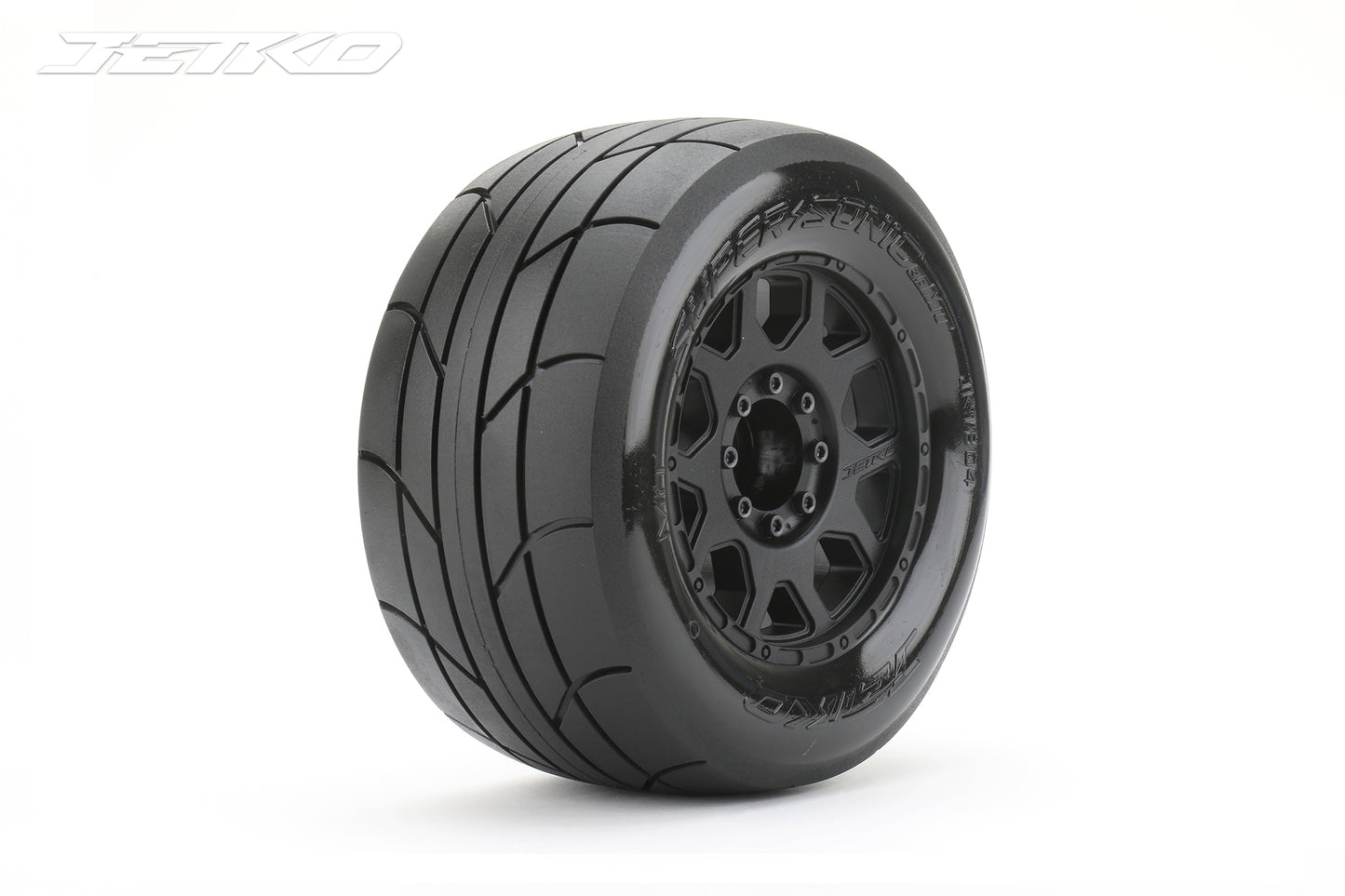 JETKO PRE-MOUNTED 1/8 MT 3.8 EX-SUPER SONIC TYRES  TRAXXAS MAXX (CLAW RIM/BLACK/MED SOFT/17MM) (2PCS)