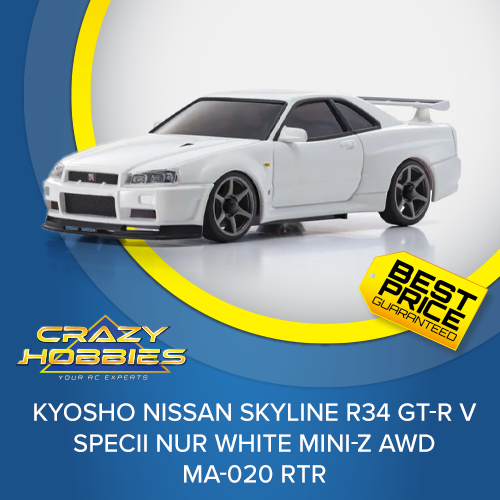 Kyosho Nissan Skyline R34 GT-R V SpecII Nur White Mini-Z AWD MA-020 RTR *SOLD OUT*