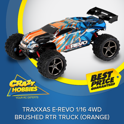 Traxxas E-Revo 1/16 4WD Brushed RTR Truck (Green) Or (Orange) *SOLD OUT*